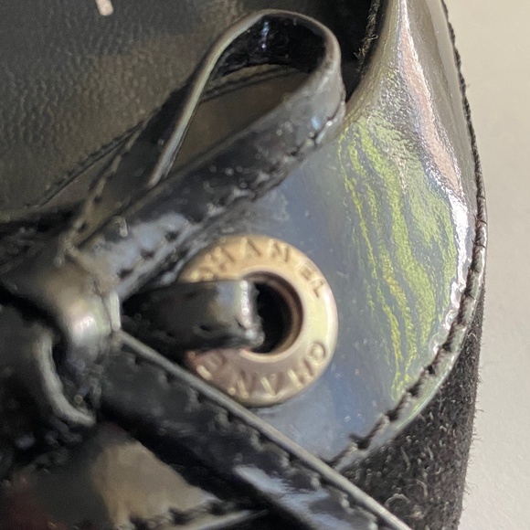 Chanel black leather patent mules heels slip on in slides 35.5 SANDALS pumps - Picture 4 of 9